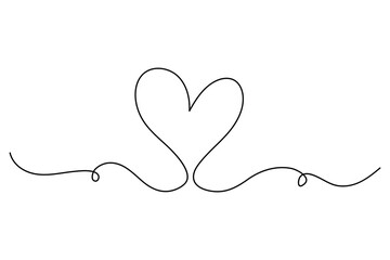 A heart line icon symbolizing love in outline style drawn in continuous single line vector illustrator
