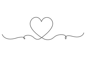 A heart line icon symbolizing love in outline style drawn in continuous single line vector illustrator
