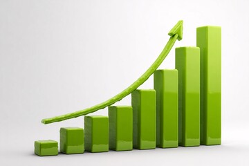 Green growth chart shows financial success and business improvement.