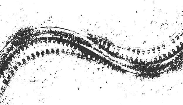 Abstract Grunge Tire Skid Mark Vector design dust overlay black tire isolated on transparent background
