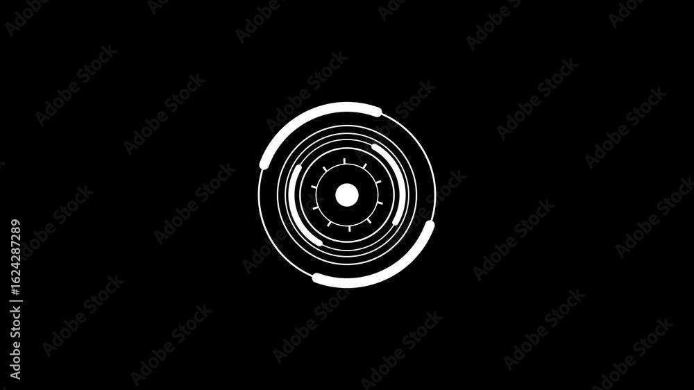 Poster loading animation. loading neon circles icon on black background 4k video.animated circle technology