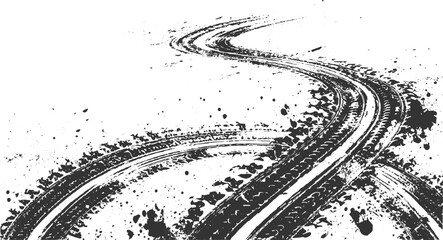 Curved Grunge Tire Track Splatter Dust Vector Illustration on White Background © Vector point