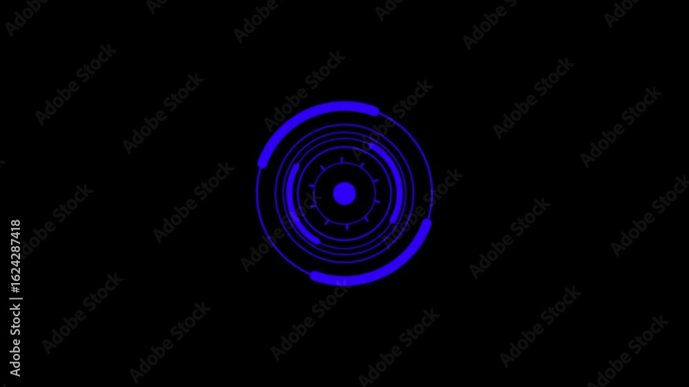 Poster loading animation. loading neon circles icon on black background 4k video.animated circle technology