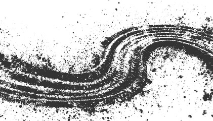 Abstract Grunge Tire Skid Mark Texture Vector Design on Transparent Background