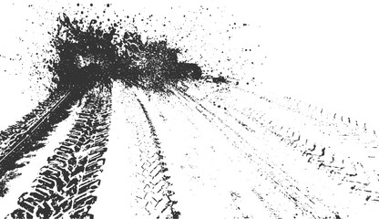 Abstract Grunge Tire Skid Mark Vector Texture on Transparent Background © Vector point