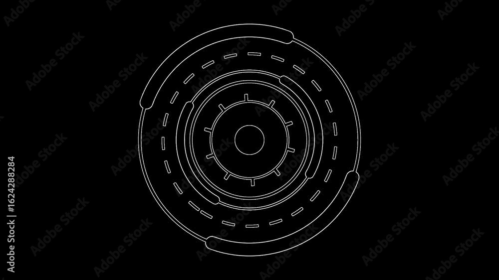 Poster loading animation. loading neon circles icon on black background 4k video.animated circle technology