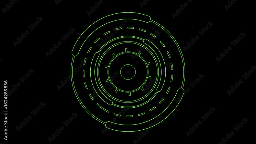 Poster loading animation. loading neon circles icon on black background 4k video.animated circle technology