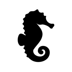 Seahorse black silhouette vector