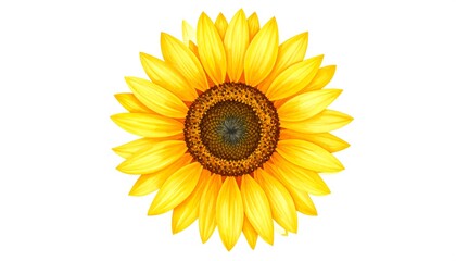 Fototapeta premium Watercolor Sunflower: Detailed Illustration of a Bright Yellow Flower on White Background