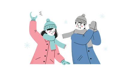 Obraz premium Winter Fun: Snowball Fight Illustration