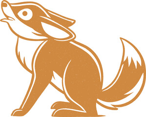 Stylized howling fox illustration in flat earthy tones, perfect for wildlife branding, forest-themed designs, or animal graphic collections. Clean lines and bold form enhance its visual impact.