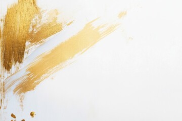 Abstract Gold Brush Strokes on White Background Modern Artistic Design