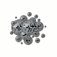 Floating Multiple Disco Balls Vector Art