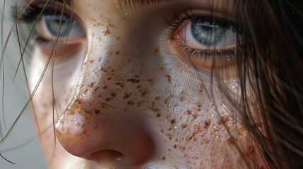 Photorealistic skin texture brushes for character art, designed to replicate the fine details of human skin. The brushes are demonstrated on a digital canvas, showing their ability to create 