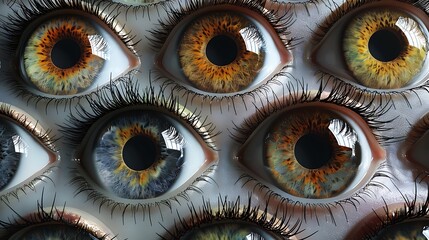 Photorealistic eye textures for 3D modeling, offering various iris colors and detailed patterns. The textures are displayed in close-up views, highlighting their potential for use in character 