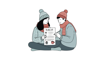 Winter Planning: Couple Creating To-Do List Together