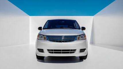 White sedan front view clean interior white car automotive