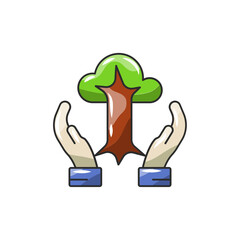 Nature Connect Icon, Healing Forest Therapy Vector.