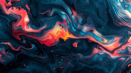 An abstract fluid art generator featuring a marbling effect creator, designed to produce dynamic, swirling patterns. The generated designs are displayed in large swatches, showcasing their vibrant, 