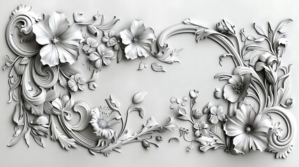 An Art Nouveau floral frame and border collection featuring flowing, organic designs with intricate details. The frames are displayed on a light background, perfect for use in invitations, posters, 