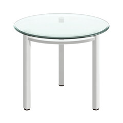 White table, round shape, simple design, isolated on transparent background, Clipart png