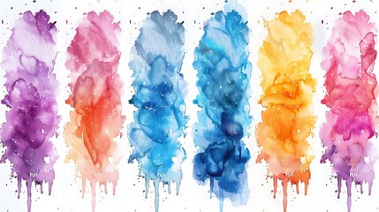 A watercolor splash background generator featuring artistic textures perfect for adding dynamic, painterly effects to digital art. The splashes are displayed in a grid format, showcasing their 