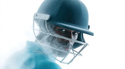 Intense Cricket Player Portrait - Sport, Helmet, Athlete