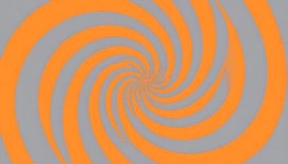 An orange and gray spiral pattern creates an optical illusion of depth and movement