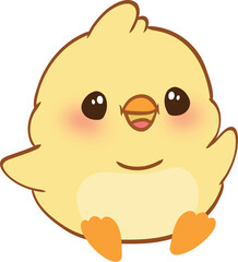 Fototapeta premium Cute cartoon yellow chick character