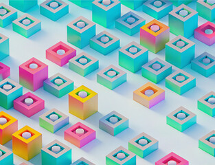 Pastel Isometric 3D Cubes Background
