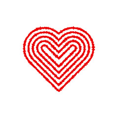 Red Concentric Heart Hand Drawn Brush Stroke Love Symbol PNG