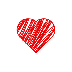 Red Scribbled Heart Hand Drawn Love Symbol PNG 