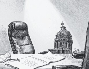 Empty Executive Chair Under Spotlight in Financial Institution Concept