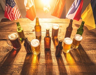 World Beer Festival Concept with Mixed International Beers and Party Atmosphere