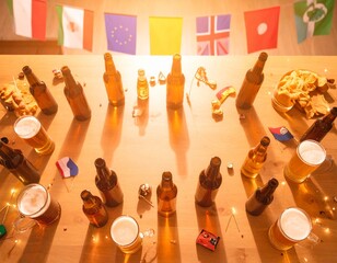 World Beer Festival Concept with Mixed International Beers and Party Atmosphere