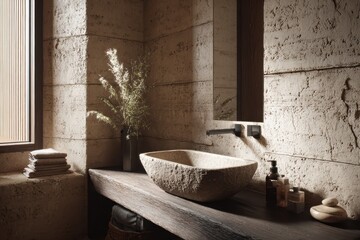 Cozy modern bathroom design with natural elements