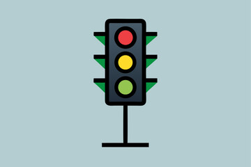 Simple traffic light icon with red yellow and green lights