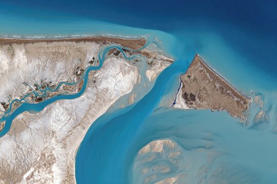 High-angle view of a coastal waterway system