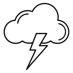 Minimal Lightning Cloud Icon Vector