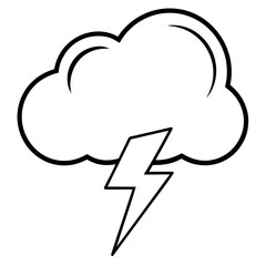 Minimal Lightning Cloud Icon Vector
