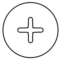 Fototapeta premium Simple black and white icon of a plus sign inside a circle