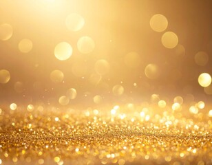 Bokeh style background with floating light particles, golden and soft