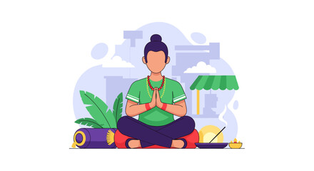 Person meditating in a peaceful setting, perfect for wellness websites or mindfulness apps.