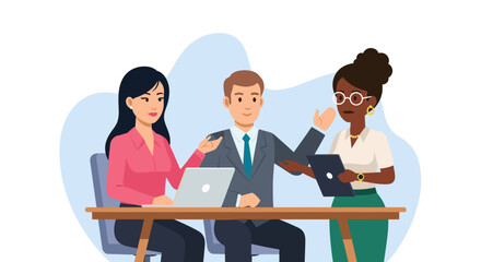 Diverse business team collaborating: perfect for presentations on teamwork, diversity, and success.