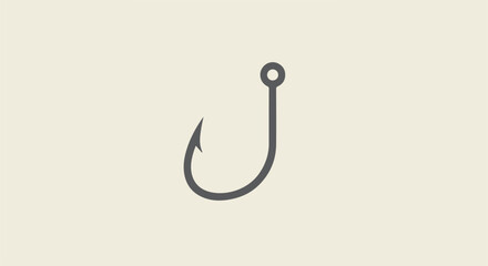 Minimalist fishing hook icon on plain background, used for a website icon
