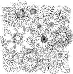 Intricate line art floral design intricate bloom pattern botanical sketch art detailed floral arrangement