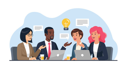 Diverse business team brainstorming ideas, perfect for website landing pages or marketing materials.