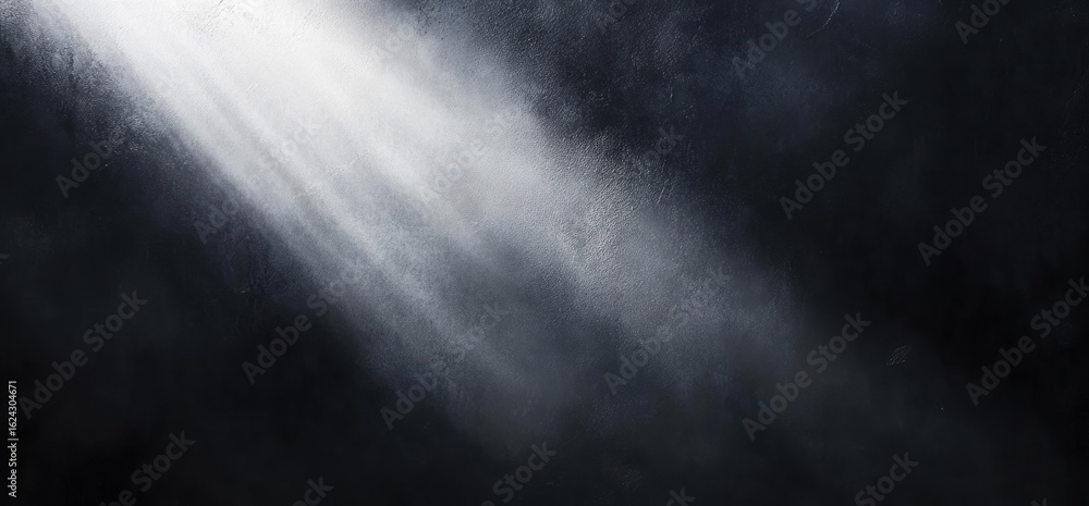 Poster abstract light beam cutting through dark background with soft illuminated texture