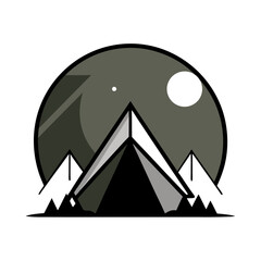 Moonlit Mountain Tent Silhouette