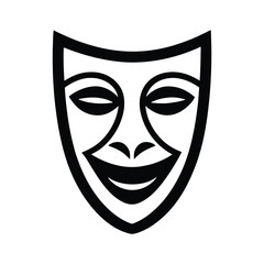 Theater Mask Outline Vector Illustration
